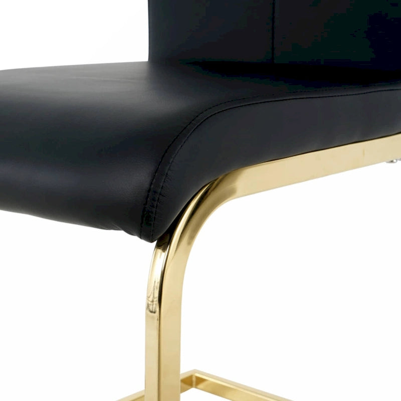 Esszimmer- und Wohnzimmerstühle, gepolsterter Stuhl mit goldfarbenen Metallbeinen, 2er-Set