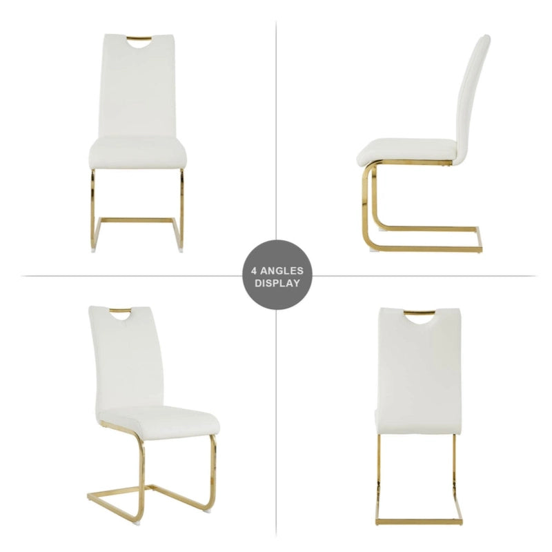 Esszimmer- und Wohnzimmerstühle, gepolsterter Stuhl mit goldfarbenen Metallbeinen, 2er-Set
