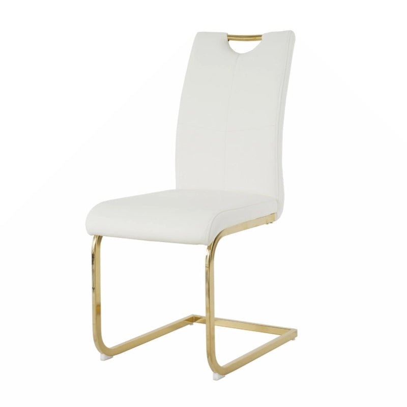 Esszimmer- und Wohnzimmerstühle, gepolsterter Stuhl mit goldfarbenen Metallbeinen, 2er-Set