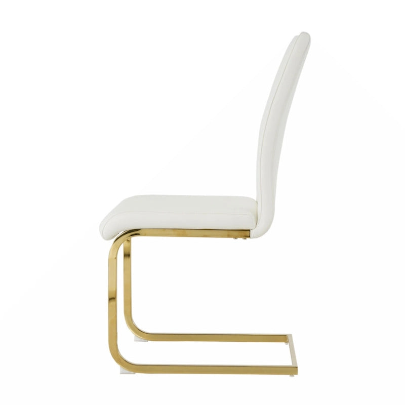 Esszimmer- und Wohnzimmerstühle, gepolsterter Stuhl mit goldfarbenen Metallbeinen, 2er-Set
