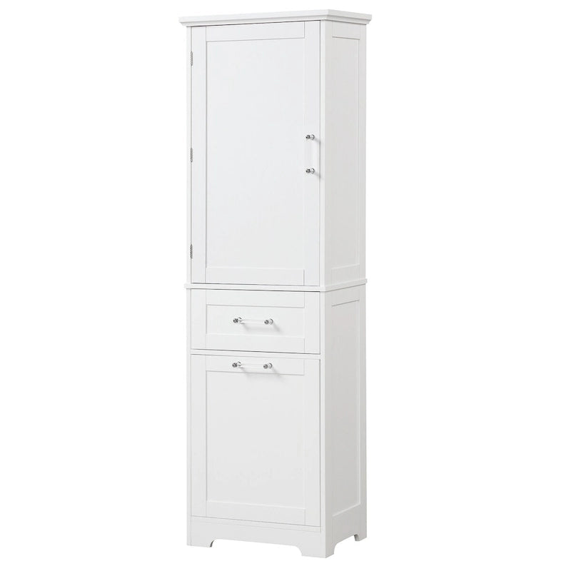 Armario de ropa blanca de 20 in. W x 13 in. D x 68.1 in. H, con 2 cajones de diferentes tamaños y estante ajustable