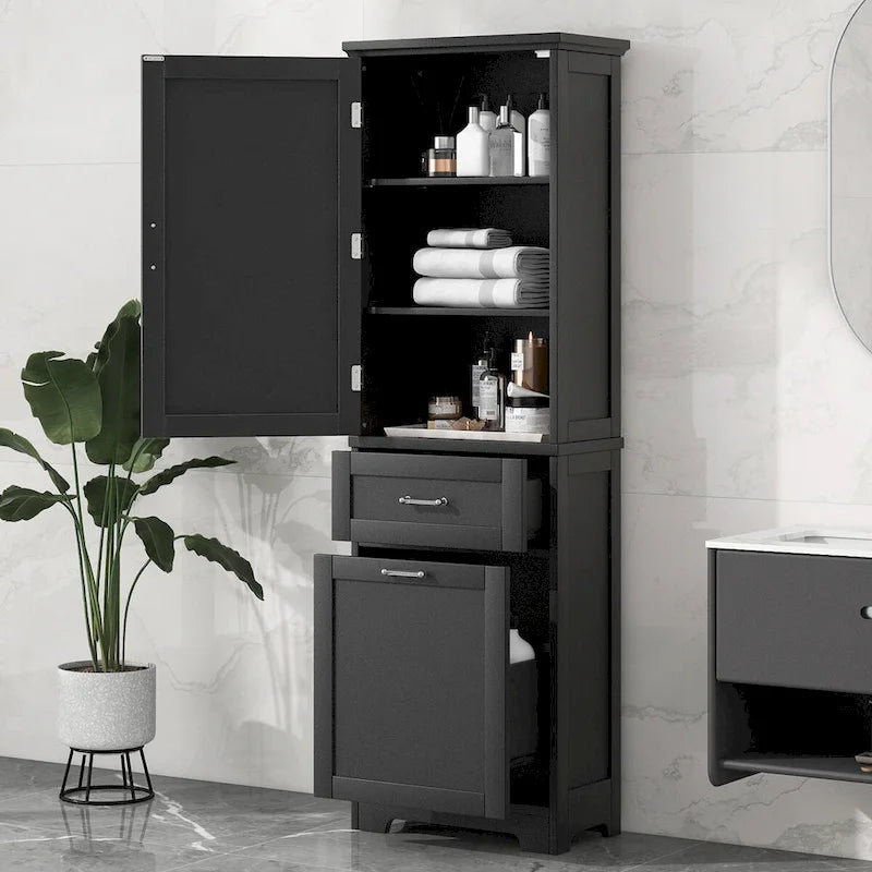 Armoire à linge de 20 in. W x 13 in. D x 68.1 in. H avec 2 tiroirs de tailles différentes et une étagère réglable