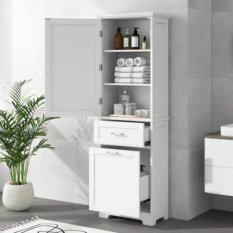 Armoire à linge de 20 in. W x 13 in. D x 68.1 in. H avec 2 tiroirs de tailles différentes et une étagère réglable