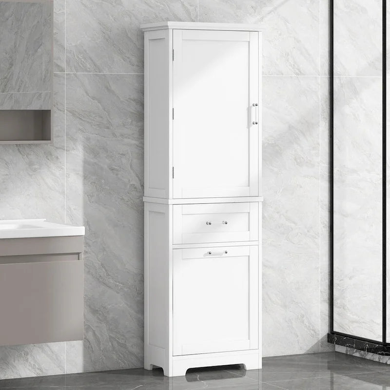 Armoire à linge de 20 in. W x 13 in. D x 68.1 in. H avec 2 tiroirs de tailles différentes et une étagère réglable