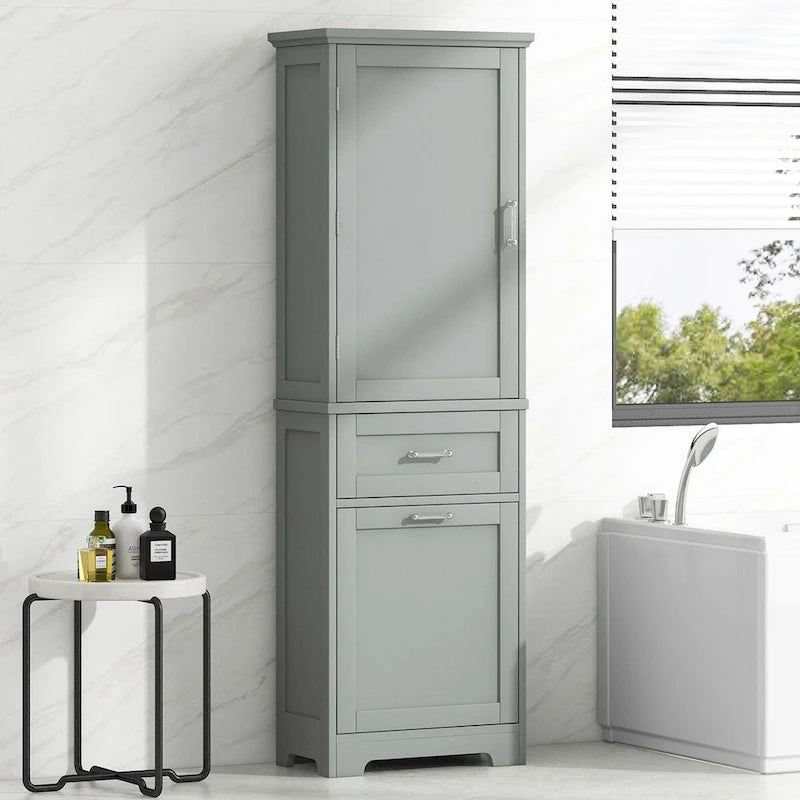 Armoire à linge de 20 in. W x 13 in. D x 68.1 in. H avec 2 tiroirs de tailles différentes et une étagère réglable