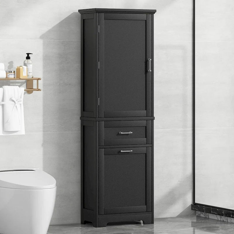 Armoire à linge de 20 in. W x 13 in. D x 68.1 in. H avec 2 tiroirs de tailles différentes et une étagère réglable